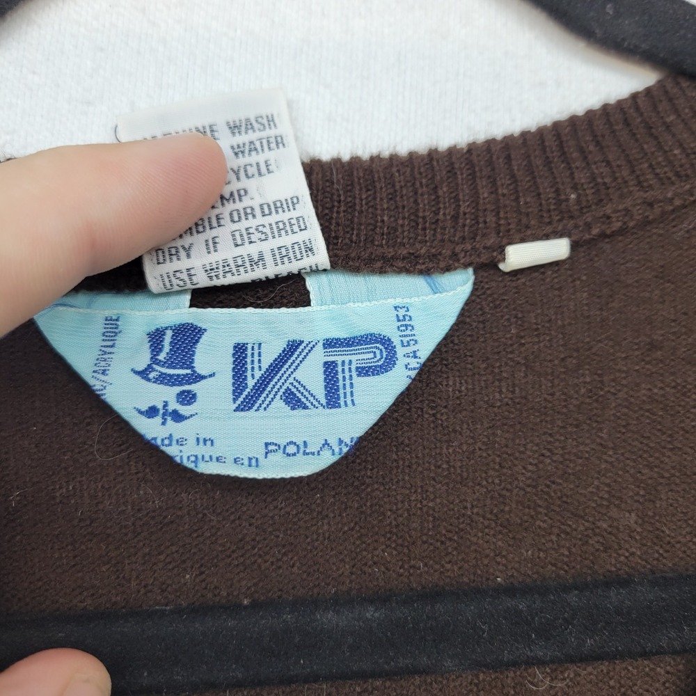 KP Sweater Vest Mens M Brown V-Neck Knit Solid Classic Layering Made in‎ Poland - Picture 3 of 8